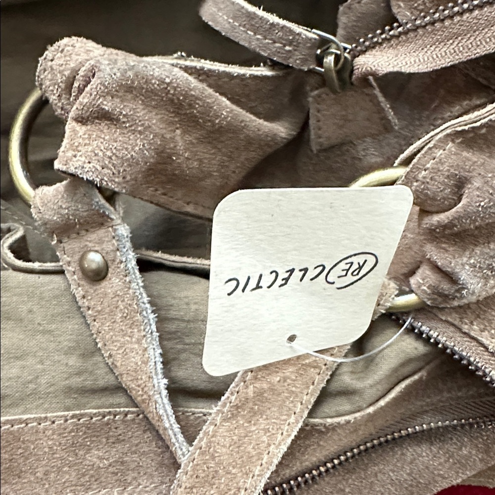 NEW FREE PEOPLE roma suede tote bag purse in brown boho slouchy large - Picture 10 of 10